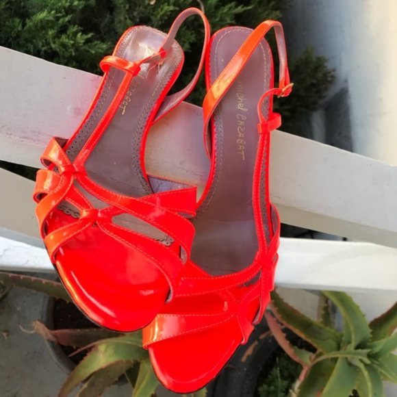 Women's Jean-Michel Cazabat Neon Red Strap Heels - Picture 6 of 8
